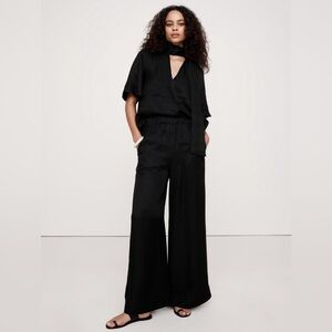 NWT! Banana Republic High-Rise Wide-Leg Viscose-Linen Pull-On Pant - Multiple🧡